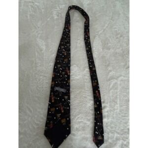 Odyssey Mens Golf Theme Silk Tie Black Novelty Golf Clubs Bags Made in USA